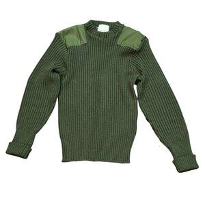 Brigade Quartermasters The Woolly Pully Sweater 40 Ribbed Patches Military Olive